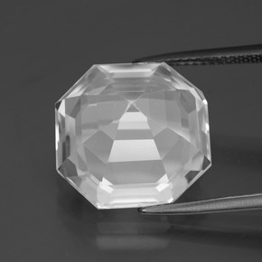 13.16캐럿 천연 화이트 쿼츠, 에메랄드 컷, 14.9×14.9 mm, VVS