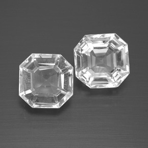 캐럿 천연 화이트 쿼츠 보석, 에메랄드 컷, 7.9×7.9 mm, VVS