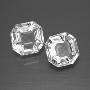 캐럿 천연 화이트 쿼츠 보석, 에메랄드 컷, 7.9×7.9 mm, VVS
