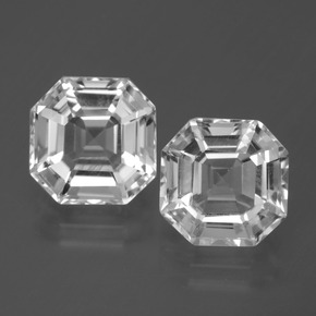 캐럿 천연 화이트 쿼츠 보석, 에메랄드 컷, 10×10 mm, VVS