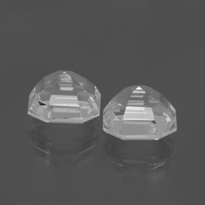 캐럿 천연 화이트 쿼츠 보석, 에메랄드 컷, 10×10 mm, VVS