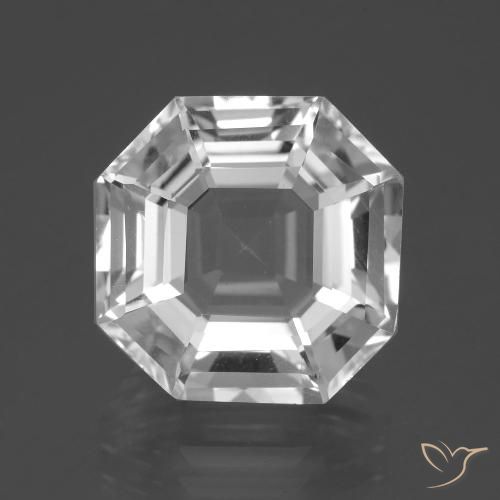10.48캐럿 천연 클리어 화이트 쿼츠, 에메랄드 컷, 13.9×13.8 mm, VVS-VS