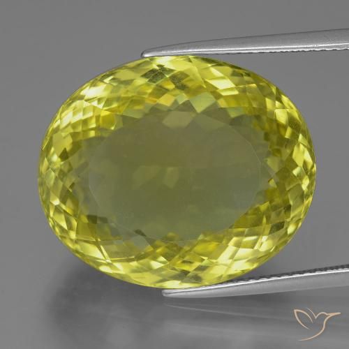30.47ct 자연스러운 미디엄 옐로우 석영, 타원형, VVS