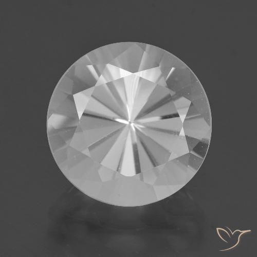 6.33캐럿 천연 화이트 쿼츠, 라운드 컷, 12.43 mm, VVS