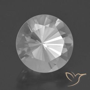 6.33캐럿 천연 화이트 쿼츠, 라운드 컷, 12.43 mm, VVS