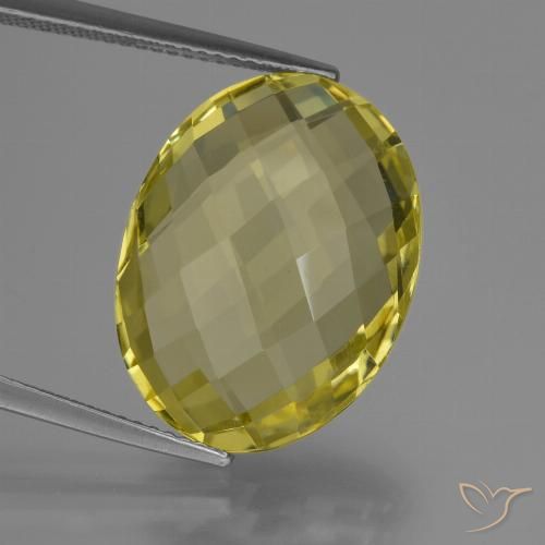 15.69ct 자연스러운 파인애플 옐로우 석영, 타원형, VVS