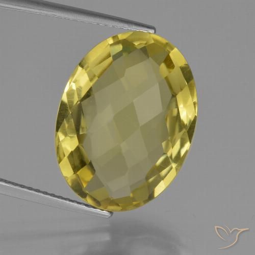 15.41ct 자연스러운 연노랑 석영, 타원형, VS