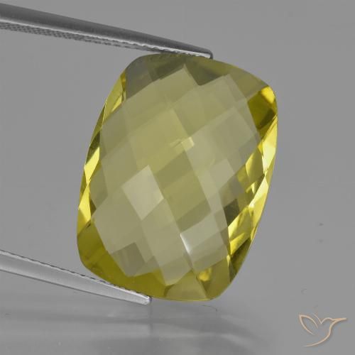 15.22ct 자연스러운 연노랑 석영, 방석, VVS