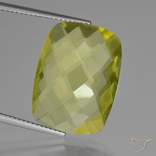 14.86ct 자연스러운 담황색 석영, 방석, VVS