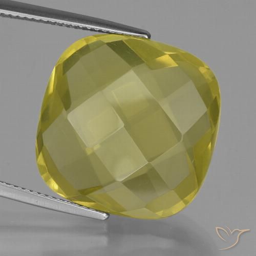 26.94ct 자연스러운 미디엄 라이트 옐로우 석영, 방석, VVS