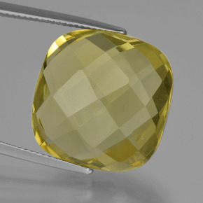 24.91캐럿 천연 레몬 쿼츠, 쿠션 컷, 18.9×18.9 mm, VVS-VS