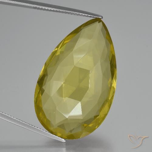 55.06ct 자연스러운 연노랑 석영, 배 모양, VVS-VS