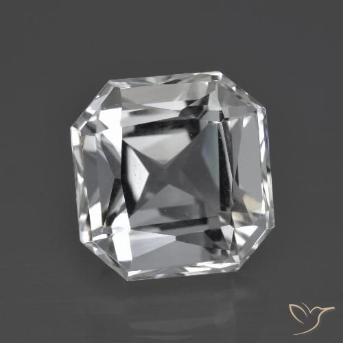 11.26캐럿 천연 클리어 화이트 쿼츠, 에메랄드 컷, 13.1×12.8 mm, VVS
