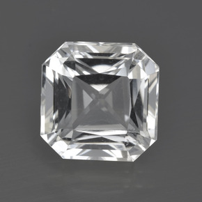 5.42캐럿 천연 화이트 쿼츠, 에메랄드 컷, 10.3×10.3 mm, VVS-VS