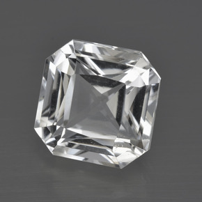 5.42캐럿 천연 화이트 쿼츠, 에메랄드 컷, 10.3×10.3 mm, VVS-VS