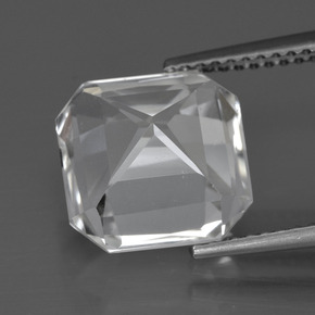 5.42캐럿 천연 화이트 쿼츠, 에메랄드 컷, 10.3×10.3 mm, VVS-VS