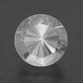 6.13캐럿 천연 화이트 쿼츠, 라운드 컷, 11.87 mm, VVS