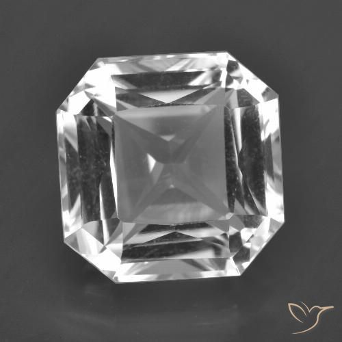 8.72캐럿 천연 클리어 화이트 쿼츠, 에메랄드 컷, 12.4×12.3 mm, VVS