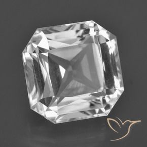 8.72캐럿 천연 클리어 화이트 쿼츠, 에메랄드 컷, 12.4×12.3 mm, VVS