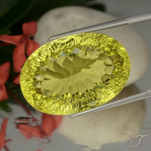 37.08ct 자연스러운 옥수수 노란색 석영, 타원형, VVS