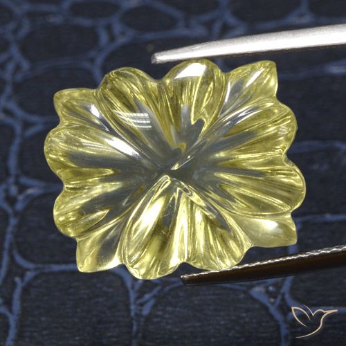 16.49ct 자연스러운 옅은 노랑 석영, 플라워 컷, 투명한