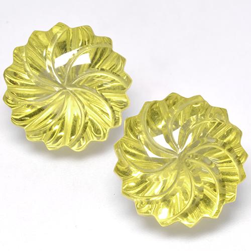 24.54캐럿 천연 라이트 콘 옐로우 쿼츠 보석, 플라워 컷, 14.9×14.8 mm, 투명한