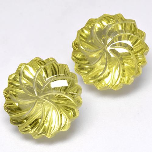 24.54캐럿 천연 라이트 콘 옐로우 쿼츠 보석, 플라워 컷, 14.9×14.8 mm, 투명한