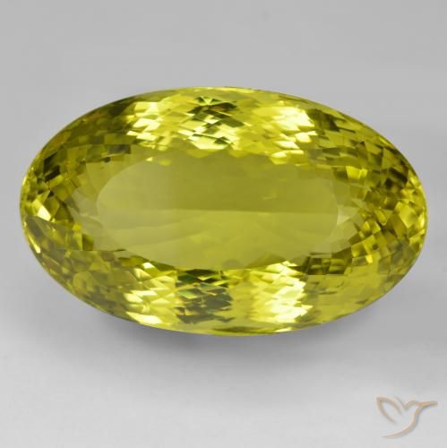 97.05ct 자연스러운 녹색 노란색 석영, 타원형, VVS