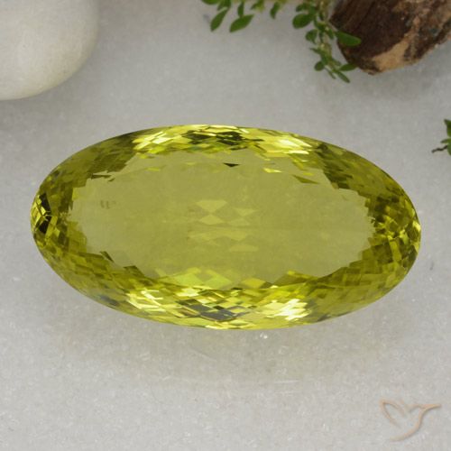 86.68ct 자연스러운 녹색 노란색 석영, 타원형, VVS