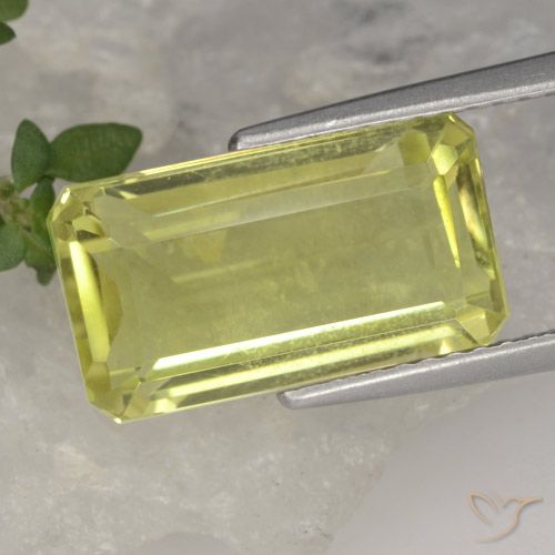 5.63ct 자연스러운 연노랑 석영, 에메랄드 컷, VS