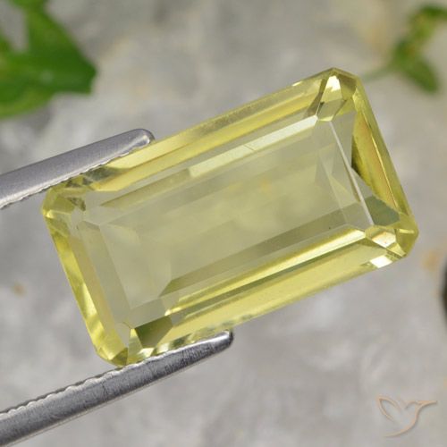 5.64ct 자연스러운 연노랑 석영, 에메랄드 컷, VS