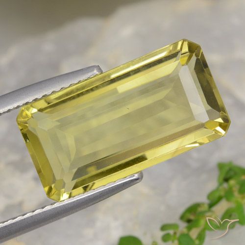 7.83ct 자연스러운 미디엄 옐로우 석영, 에메랄드 컷, VVS-VS