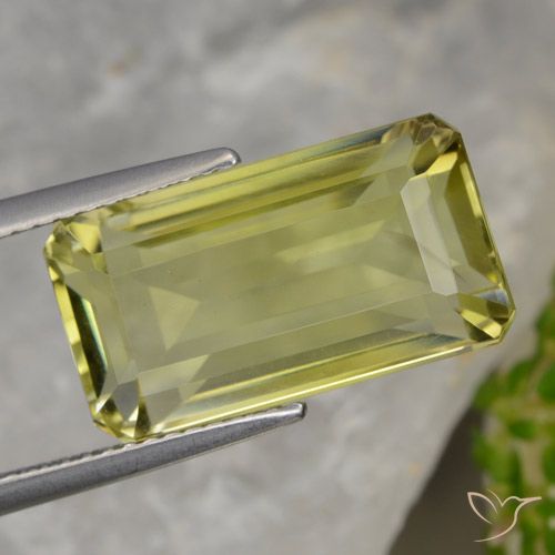 10.68ct 자연스러운 파인애플 옐로우 석영, 에메랄드 컷, VVS