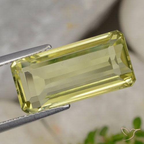 8.90ct 자연스러운 라이트 콘 옐로우 석영, 에메랄드 컷, VVS-VS