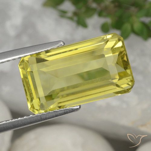 7.52ct 자연스러운 파인애플 옐로우 석영, 에메랄드 컷, VVS-VS