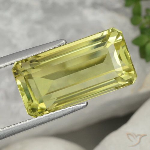 8.34ct 자연스러운 녹색 노란색 석영, 에메랄드 컷, VVS-VS