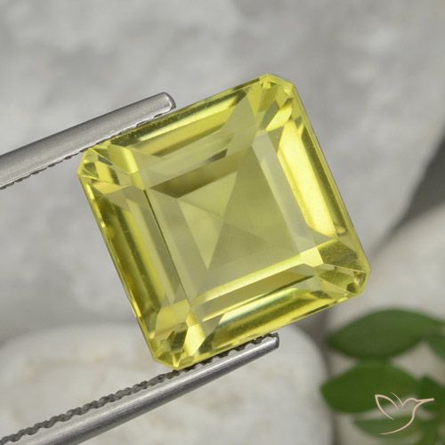 9.98ct 자연스러운 연노랑 석영, 에메랄드 컷, VVS-VS