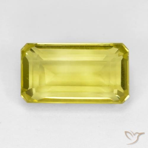 5.20ct 자연스러운 파인애플 옐로우 석영, 에메랄드 컷, VVS-VS