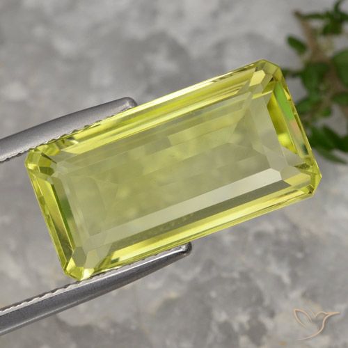 10.27ct 자연스러운 연노랑 석영, 에메랄드 컷, VVS-VS