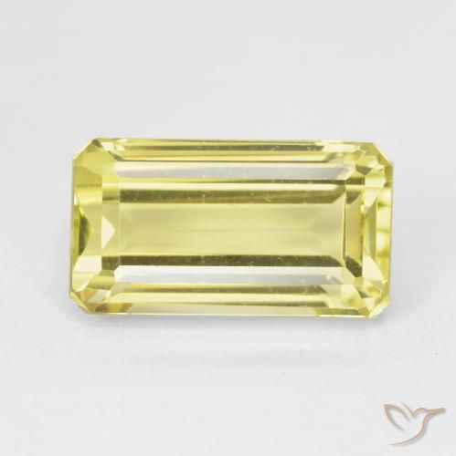 6.84ct 자연스러운 라이트 파인애플 옐로우 석영, 에메랄드 컷, VVS-VS