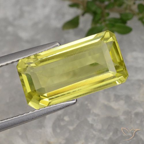 5.60ct 자연스러운 연노랑 석영, 에메랄드 컷, VVS-VS