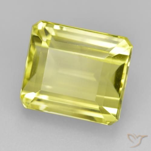 9.31ct 자연스러운 연노랑 석영, 에메랄드 컷, VVS-VS