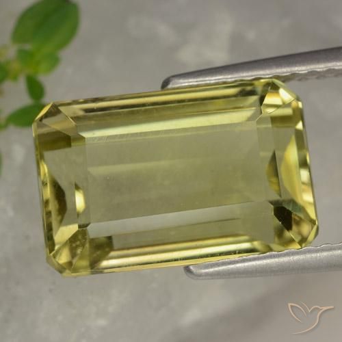 6.42ct 자연스러운 옅은 노랑 석영, 에메랄드 컷, VVS-VS