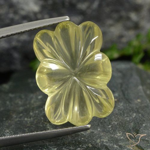 9.49ct 자연스러운 옅은 노랑 석영, 플라워 컷, 투명한