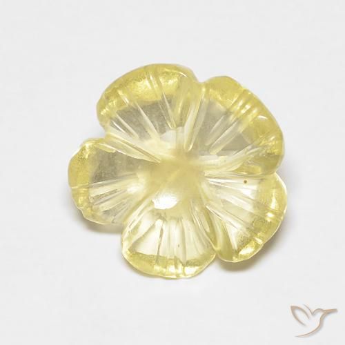 2.49ct 자연스러운 옅은 크림 옐로우 석영, 플라워 컷, 투명한