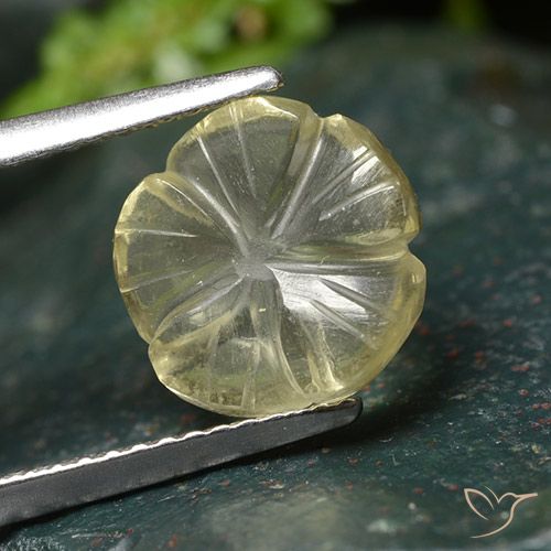 2.64ct 자연스러운 옅은 크림 옐로우 석영, 플라워 컷, 투명한