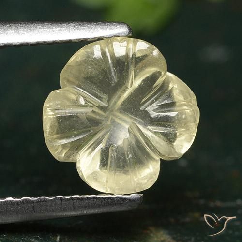 1.38ct 자연스러운 미디엄 옐로우 석영, 플라워 컷, 투명한