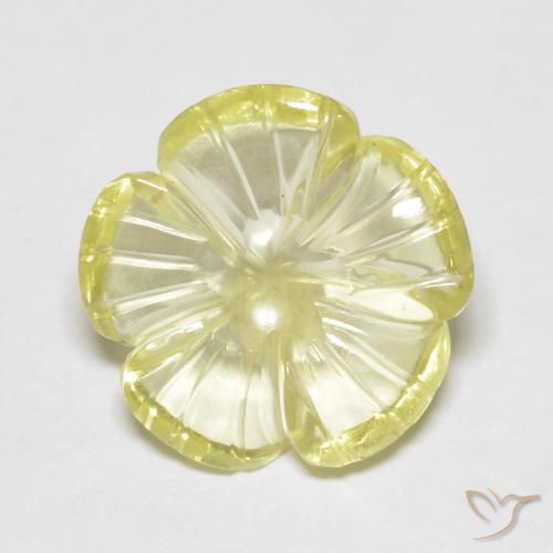 3.80ct 자연스러운 Medium Light-Yellow 석영, 플라워 컷, 투명한