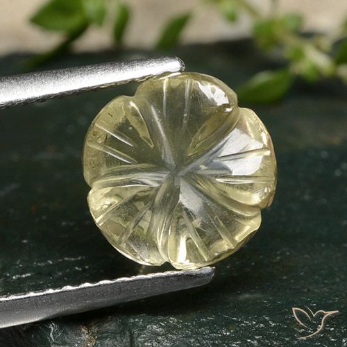 2.71ct 자연스러운 옅은 크림 옐로우 석영, 플라워 컷, 투명한
