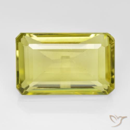 8.70ct 자연스러운 미디엄 옐로우 석영, 에메랄드 컷, VVS-VS